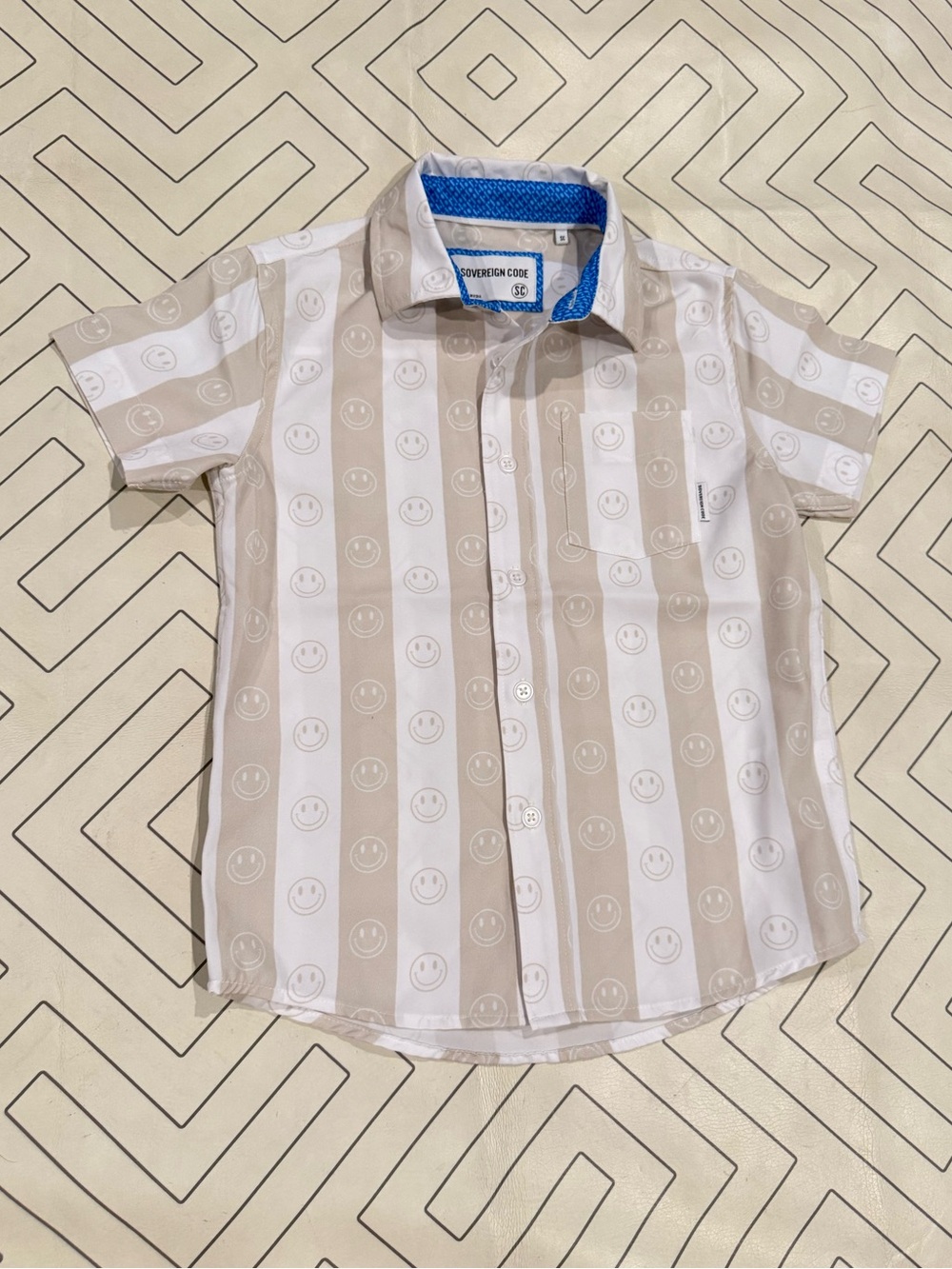 Sovereign Code Striped Smiley Short Sleeve Button Down